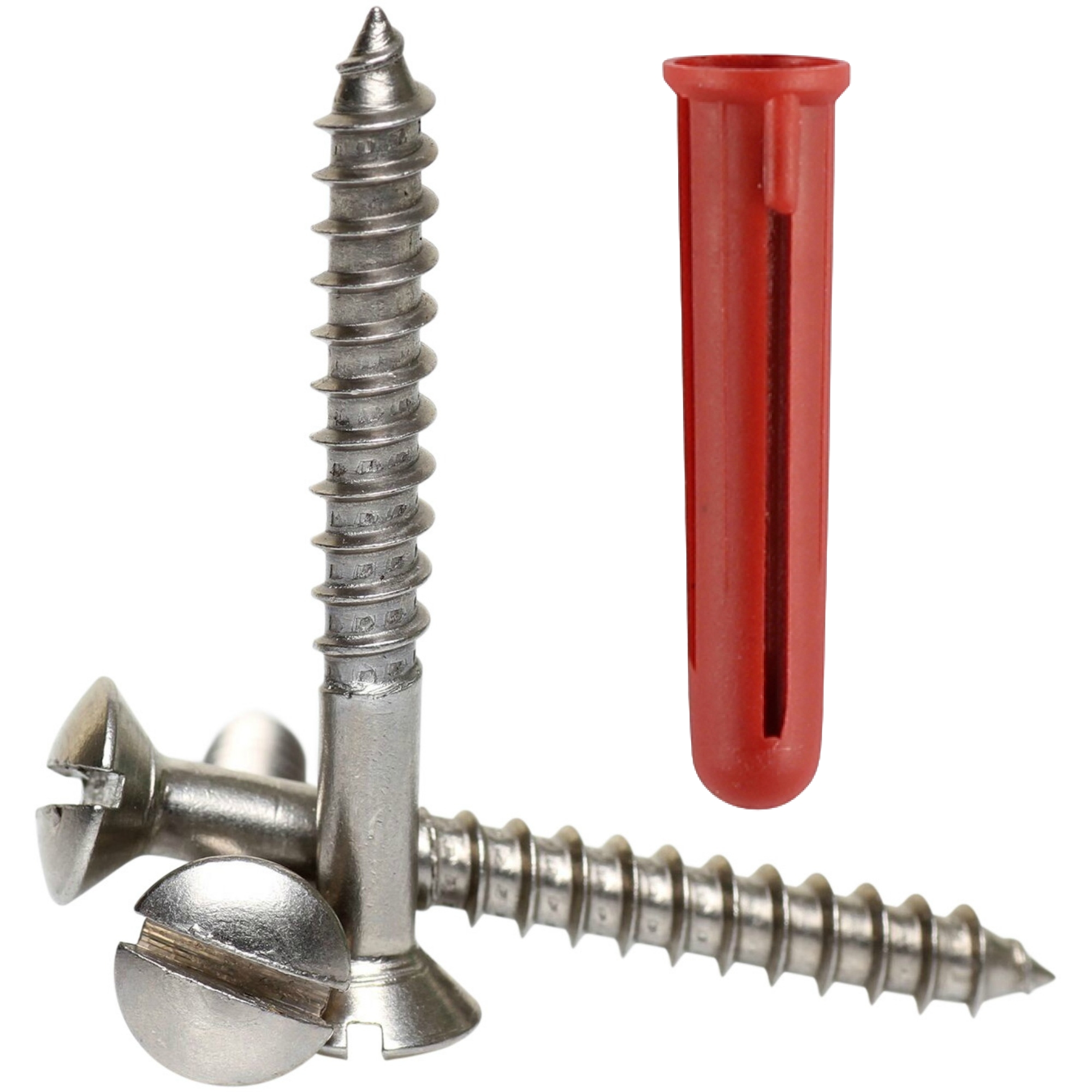 No6 - No12 A2 Stainless Steel Slotted Raised Wood Screws + Coloured Wall Plugs - Picture 24 of 65